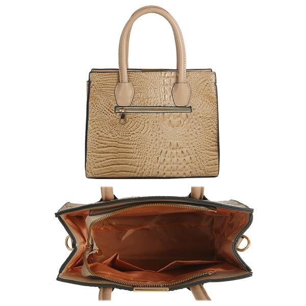 3IN1 CROC DESIGN SATCHEL W CLUTCH AND WALLET SET
