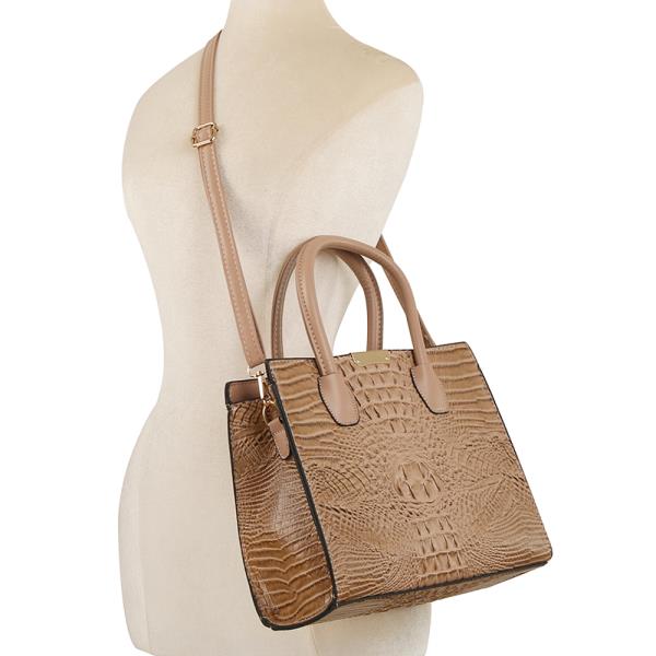 3IN1 CROC DESIGN SATCHEL W CLUTCH AND WALLET SET