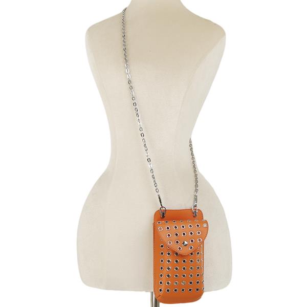 RETRO HOLLOW STUDDED FLAP CROSSBODY BAG