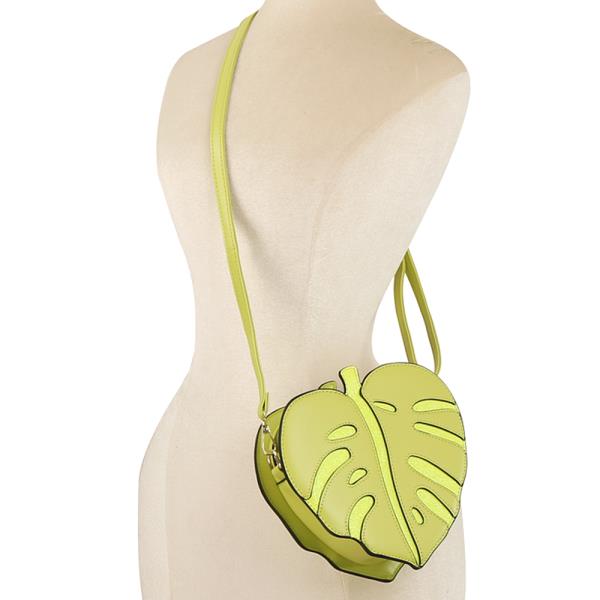 LEAF SHAPE ZIPPER CROSSBODY BAG