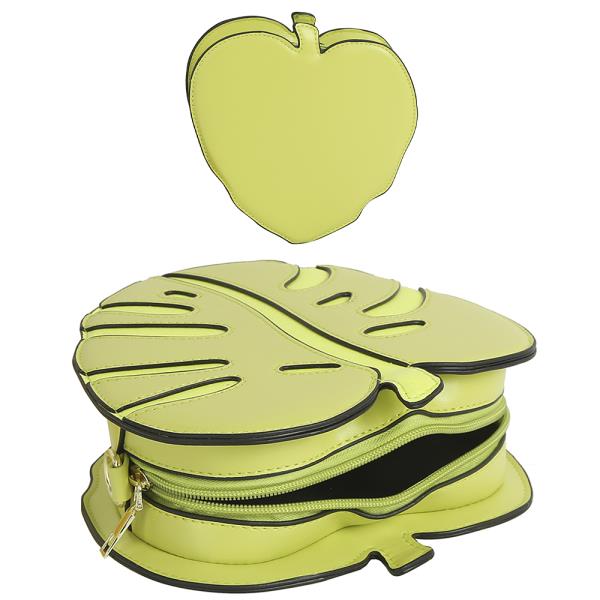 LEAF SHAPE ZIPPER CROSSBODY BAG