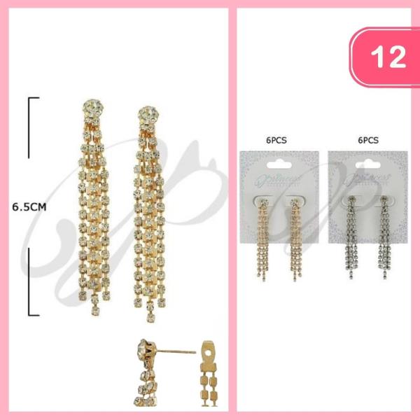 RHINESTONE TASSEL EARRING (12 UNITS)