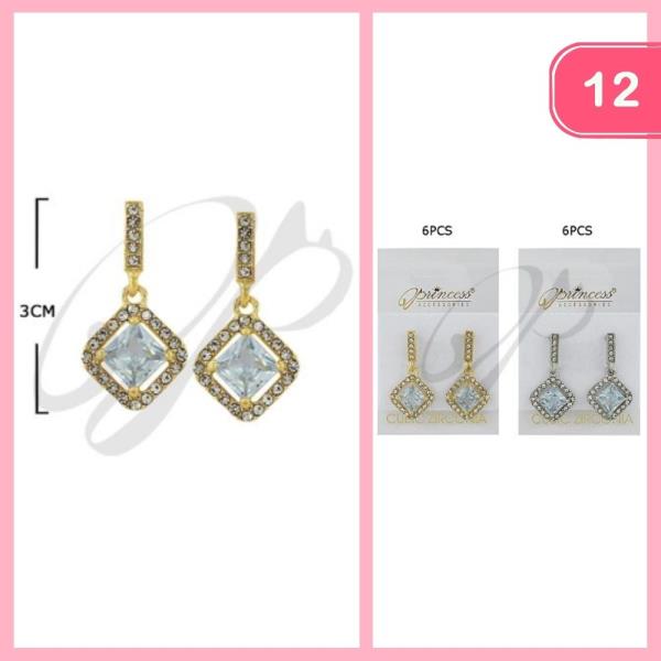 CUBIC ZIRCONIA DANGLE EARRING (12 UNITS)