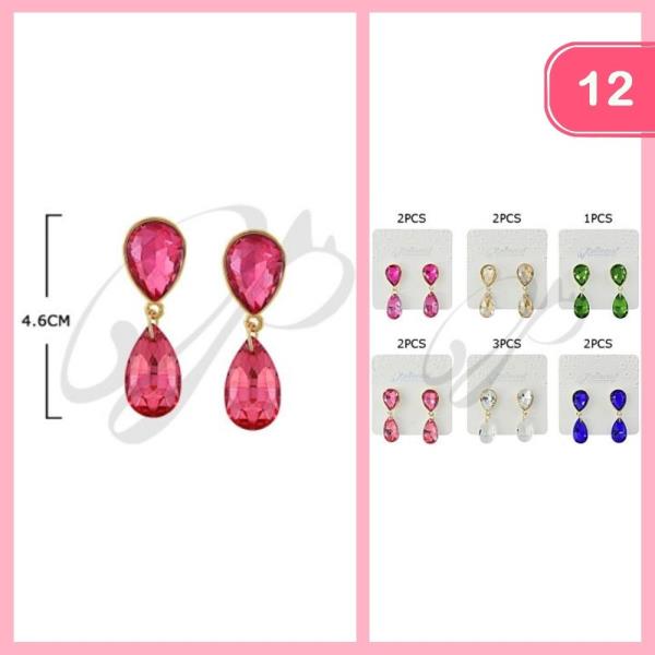 RHINESTONE DANGLE EARRING (12 UNITS)