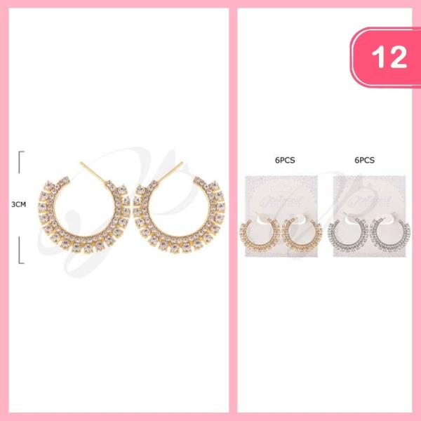 RHINESTONE HOOP EARRING (12 UNITS)