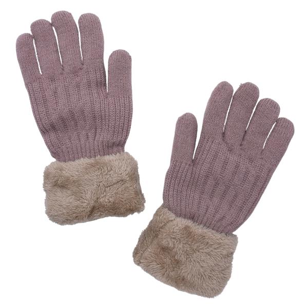 KNIT FUR COLOR WARM GLOVES