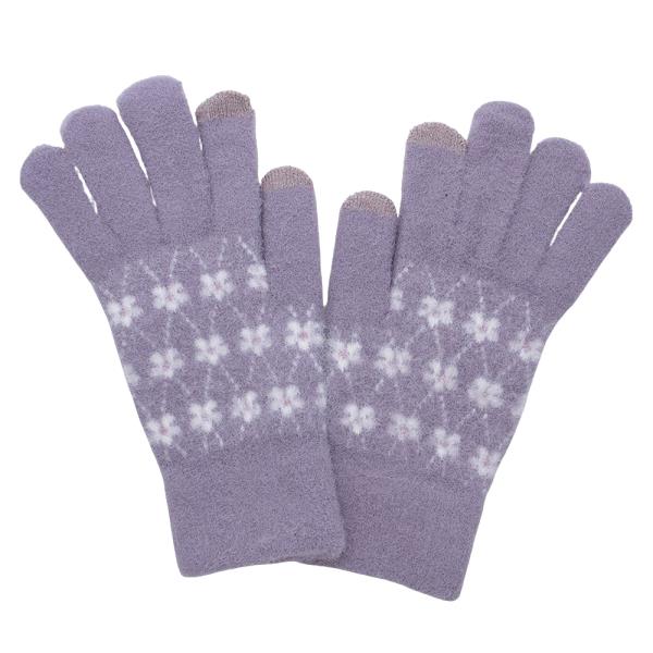 FLOWER PATTERN PRINT TOUCHSCREEN WARM GLOVES