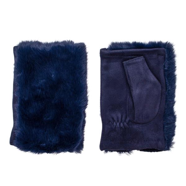 HALF FAUX FUR FINGERLESS MITTENS GLOVES