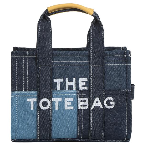 DENIM TEXTURE THE TOTE PRINT HANDLE BAG