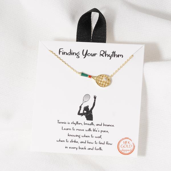 18K GOLD RHODIUM FINDING YOUR RHYTHM PICKLEBALL NECKLACE