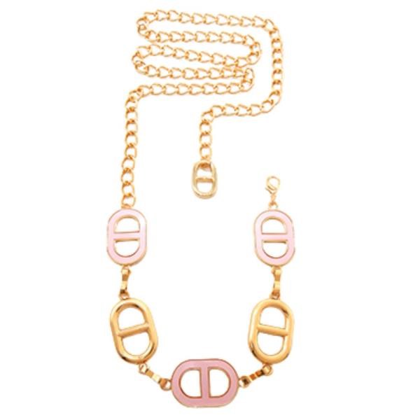CHAIN LINK METAL ENAMEL OVAL ACCENT BELT
