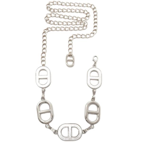 CHAIN LINK METAL ENAMEL OVAL ACCENT BELT