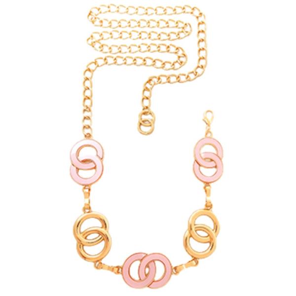 METAL ENAMEL INTERLOCK CIRCLE ACCENT CHAIN LINK BELT