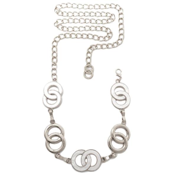 METAL ENAMEL INTERLOCK CIRCLE ACCENT CHAIN LINK BELT
