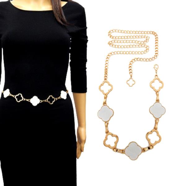 METAL ENAMEL FLOWER ACCENT CHAIN LINK BELT
