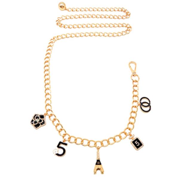 METAL PARIS NUMBER FLOWER CHARM ACCENT CHAIN LINK BELT