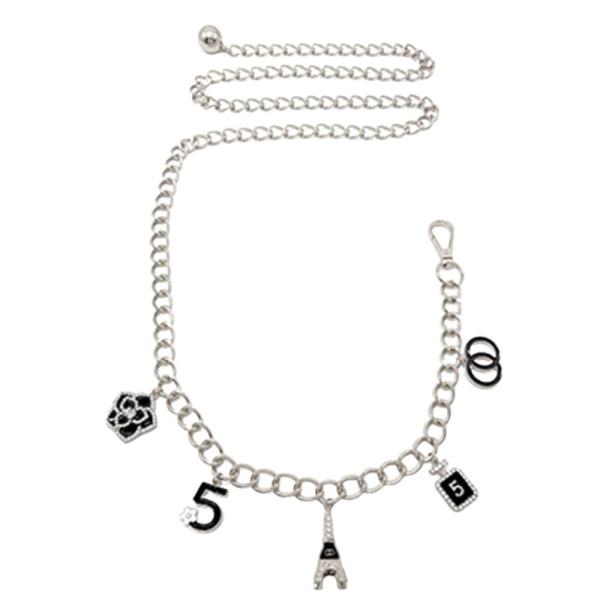 METAL PARIS NUMBER FLOWER CHARM ACCENT CHAIN LINK BELT