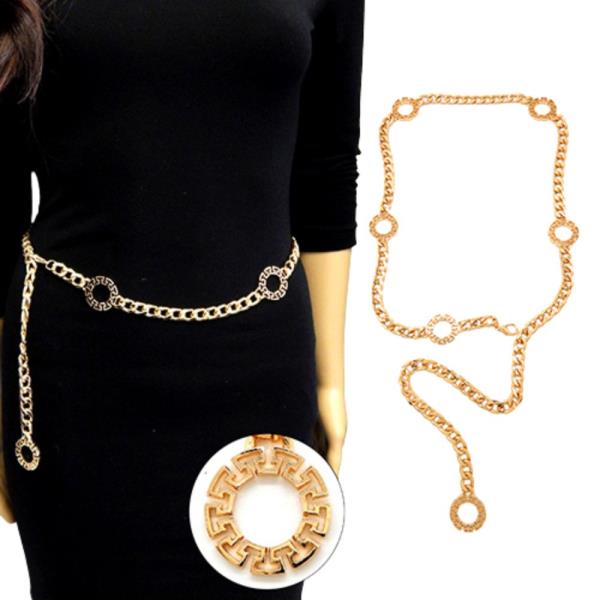 METAL TEXTURED CIRCLE ACCENT CHAIN LINK BELT