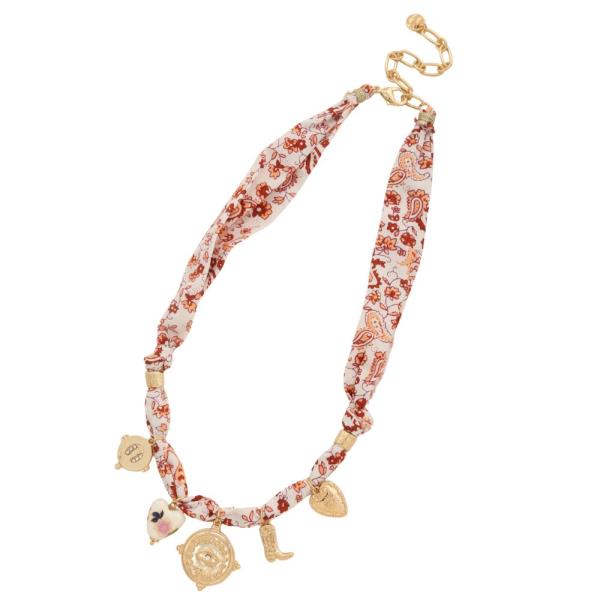 MULTI CHARM FABRIC NECKLACE