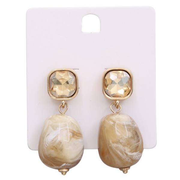 STONE ACETATE BEAD LINK DANGLE EARRING