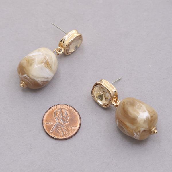 STONE ACETATE BEAD LINK DANGLE EARRING