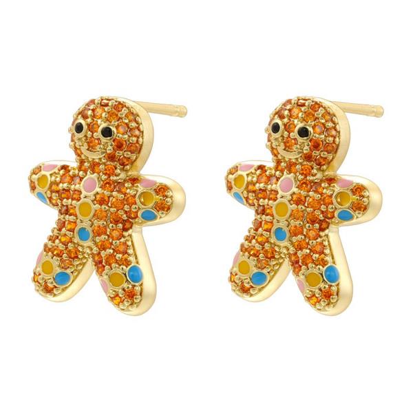 RHINESTONE GINGERBREAD MAN STUD EARRING