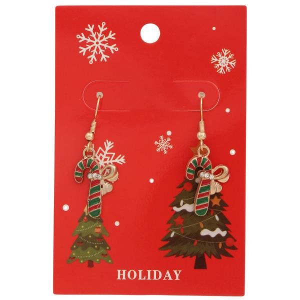 CANDY CANE DANGLE EARRING