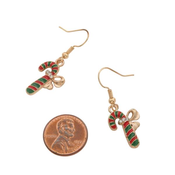 CANDY CANE DANGLE EARRING