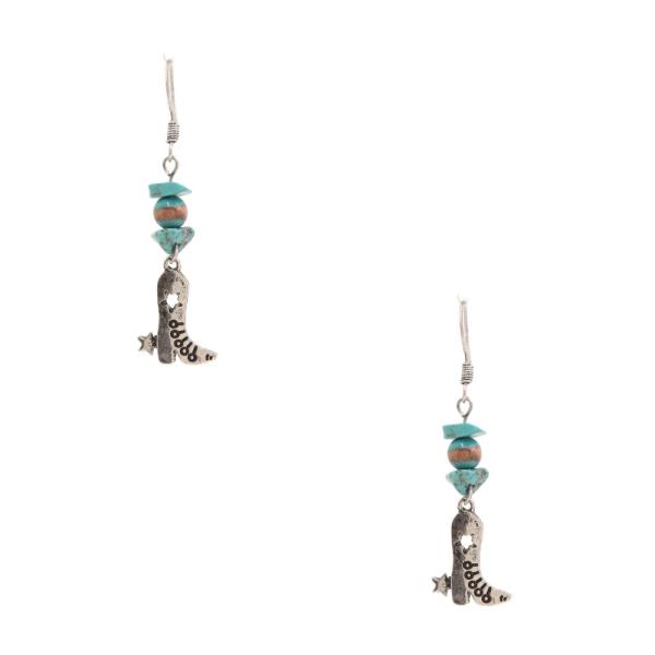 WESTERN STYLE BOOT BEADED DANGLE EARRING