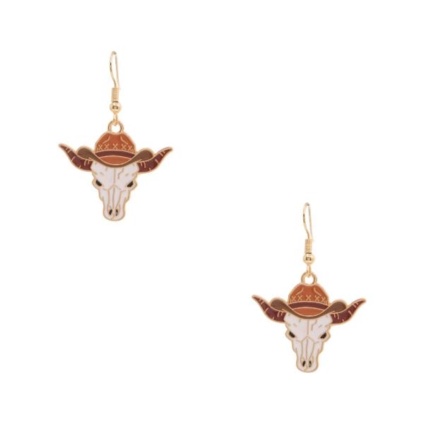 WESTERN STYLE CATTLE DANGLE EARRING