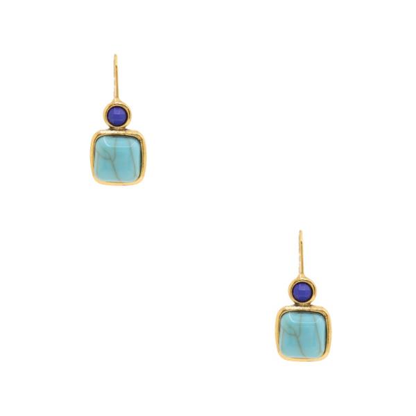 TURQUOISE BEAD DANGLE EARRING