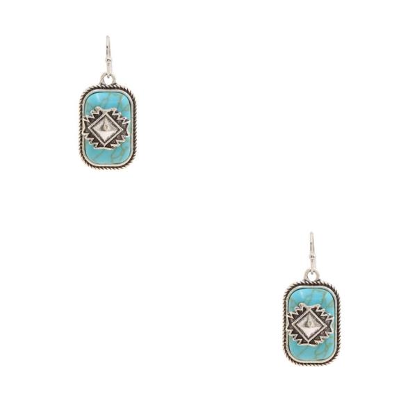 WESTERN TURQUOISE BEAD DANGLE EARING
