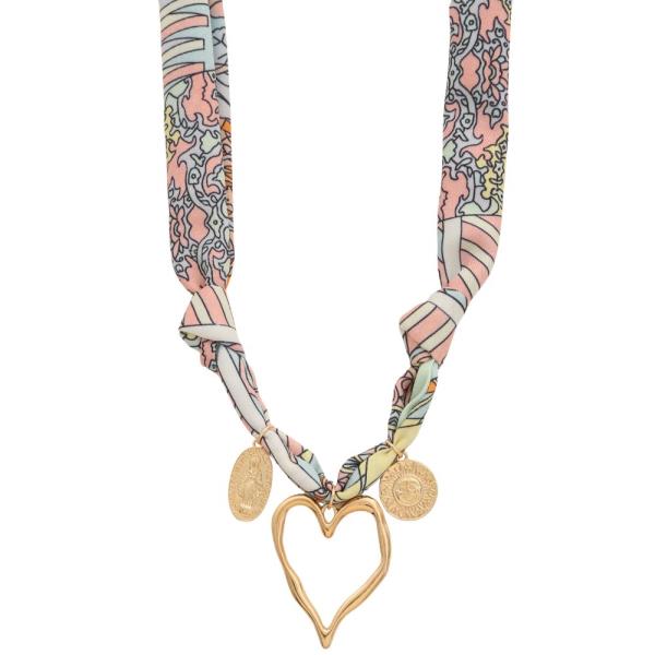 ABSTRACT HEART PENDANT FABRIC NECKLACE