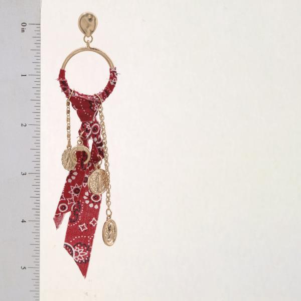 COIN CHARM ROUND FABRIC DANGLE EARRING