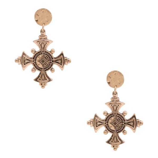 CROSS METAL DANGLE EARRING