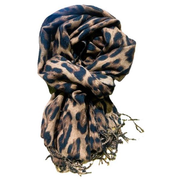 LEOPARD PATTERN FRINGE OBLONG SCARF