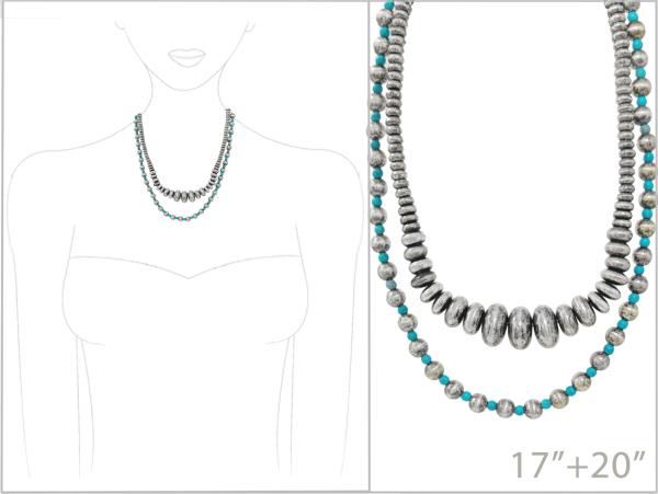 WESTERN NAVAJO W/SEMI STONE 2 LAYERED NECKLACE