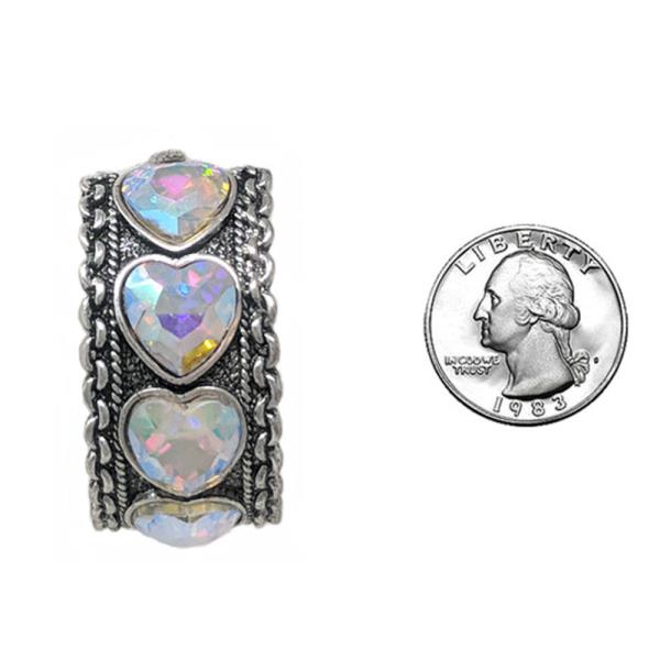 WESTERN CHAIN TXR GLASS STONE HOOP EARRING