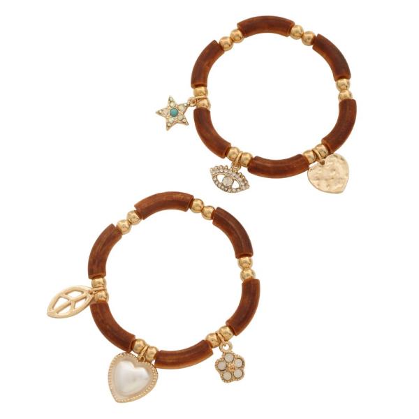HEART CHARM BANGLE BRACELET SET