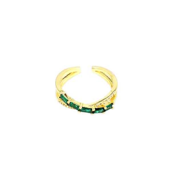 TEXTURED METAL RHINESTONE STONE OPEN ADJUSTABLE RING