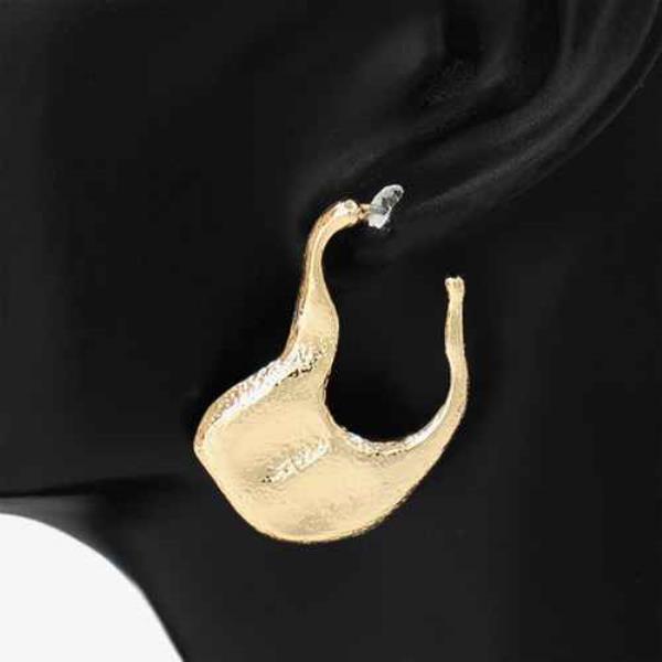 TEXTURED METAL ABSTRACT HOOP EARRING