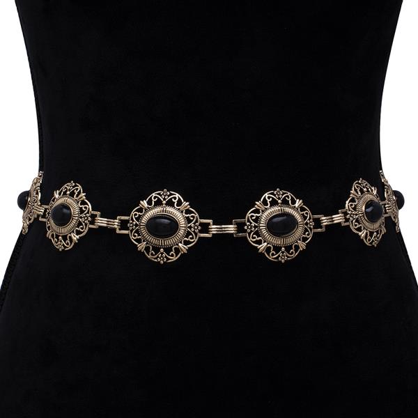 STONE FASHION LINK METAL HOOK BELT