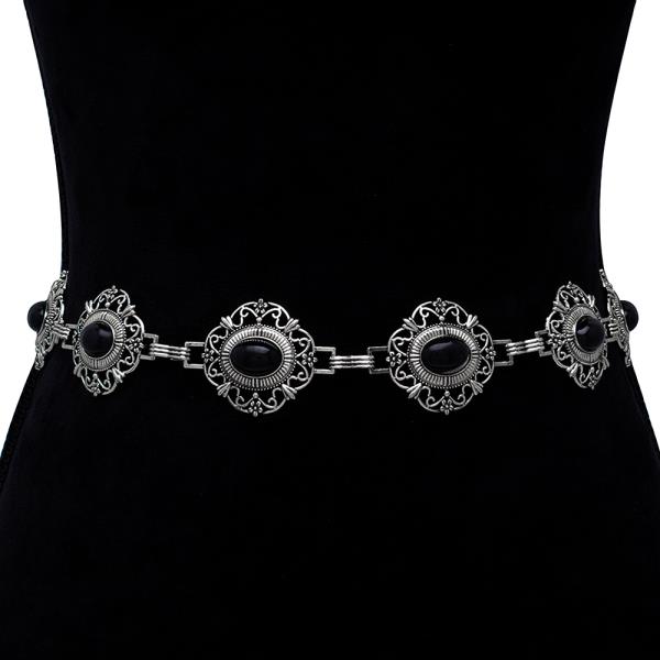 STONE FASHION LINK METAL HOOK BELT