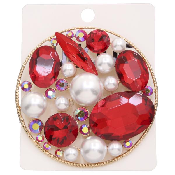 ROUND CRYSTAL BROOCH