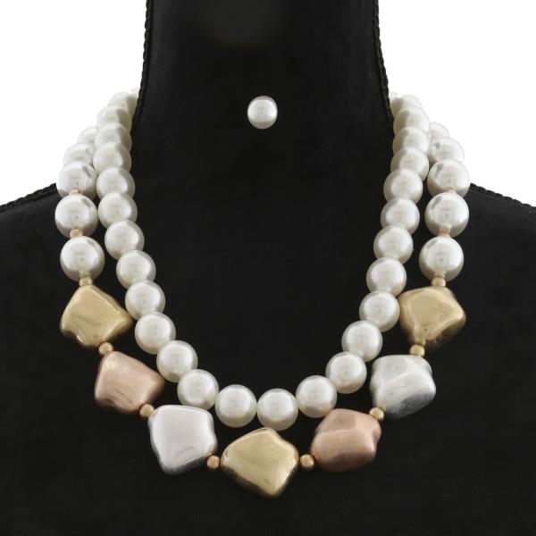 MIXED BEAD LAYERED NECKLACE