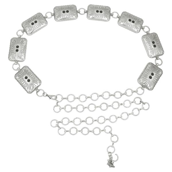 PLUS SIZE SOUTHWESTERN ETCHED RECTANGLE CAB ACCENT CHAIN BELT
