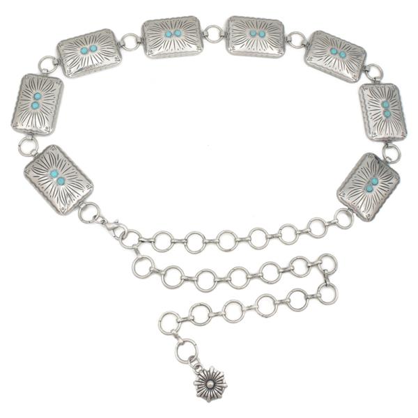 SOUTHWESTERN ETCHED RECTANGLE CAB ACCENT CHAIN BELT