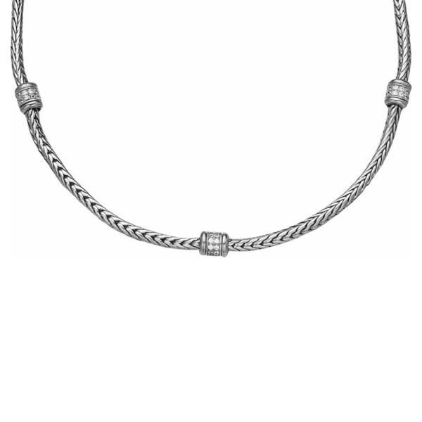 GP 3 STATION CZ MAGNETIC CLASP NECKLACE