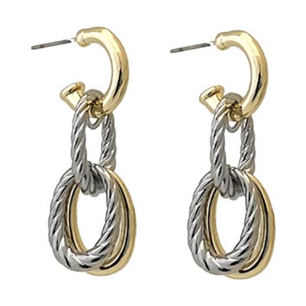 TWO TONE DANGLE EARRING