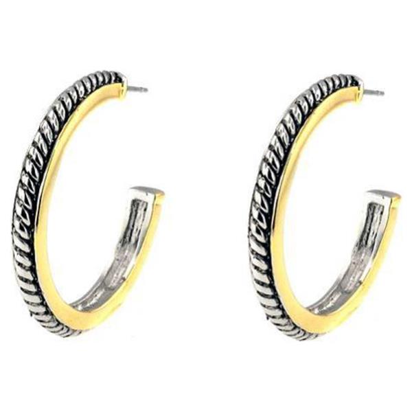 TWO TONE HOOP EARRING
